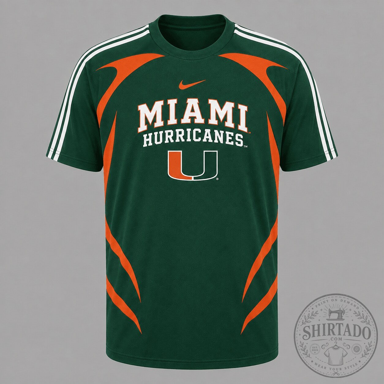 Miami Hurricanes NCAA Dynamic Stripe Performance T-Shirt