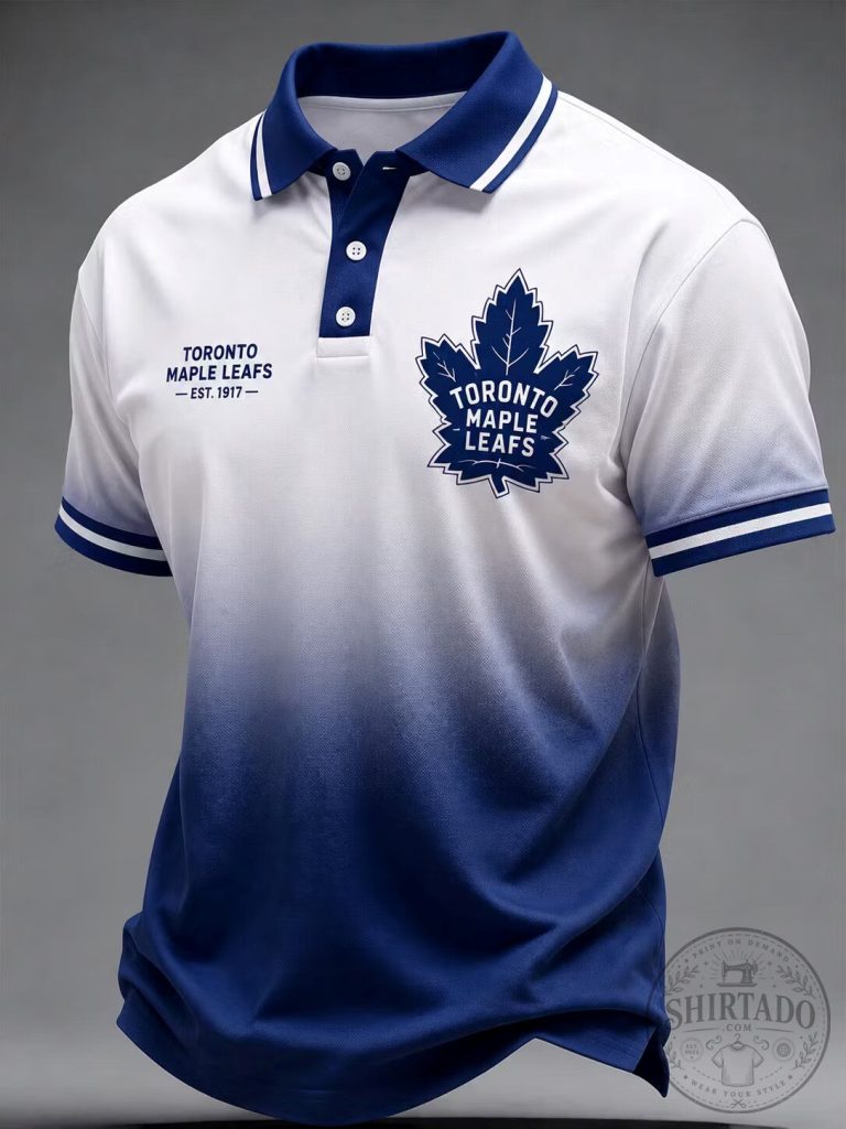 Toronto Maple Leafs Blue and White Ombre Gradient Polo Shirt