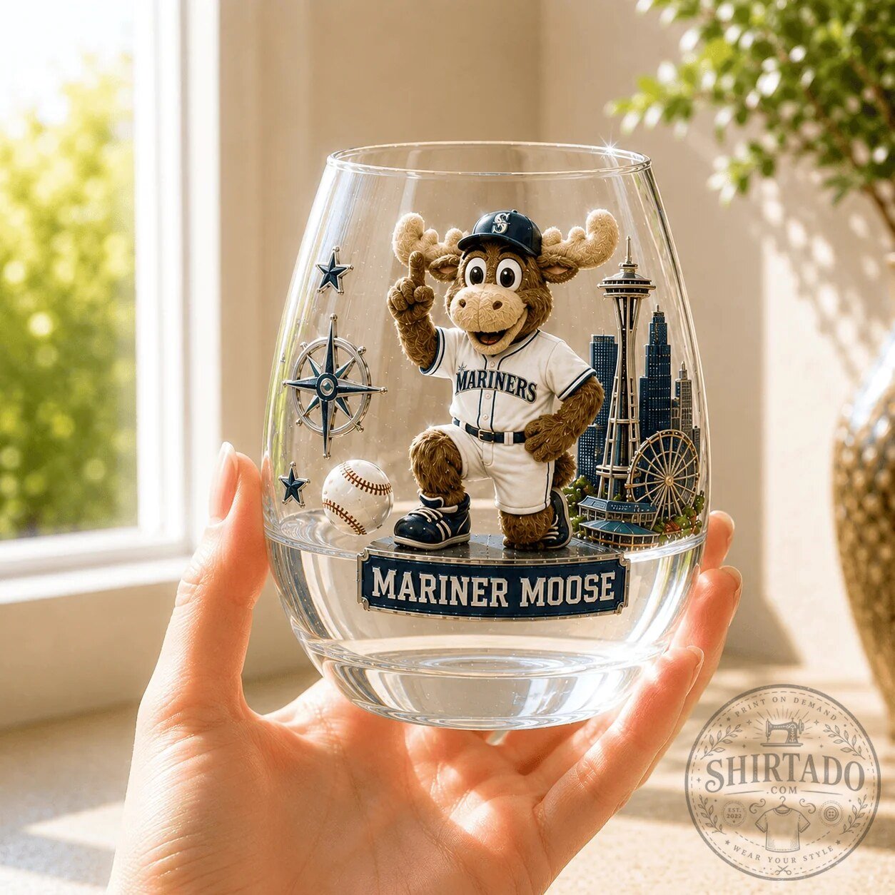 Stemless Wine Glass Set Featuring the Seattle Mariners Baseball Team 9 Stemless Wine Glass Set Featuring the Seattle Mariners Baseball Team