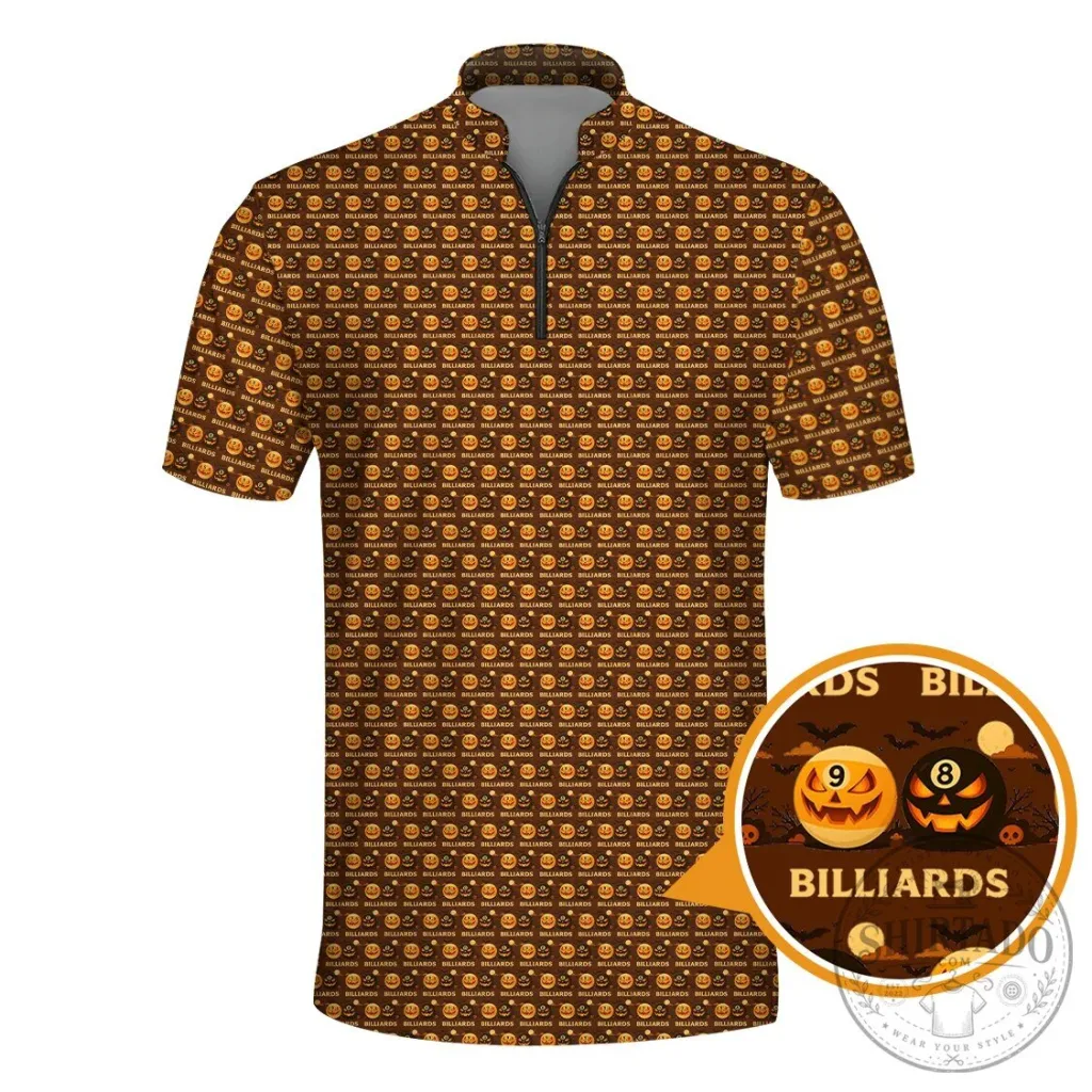Funny Halloween Shirt Billiards Pool Player Pumpkin Eight Ball Polo Shirt 22 Funny Halloween Shirt Billiards Pool Player Pumpkin Eight Ball Polo Shirt