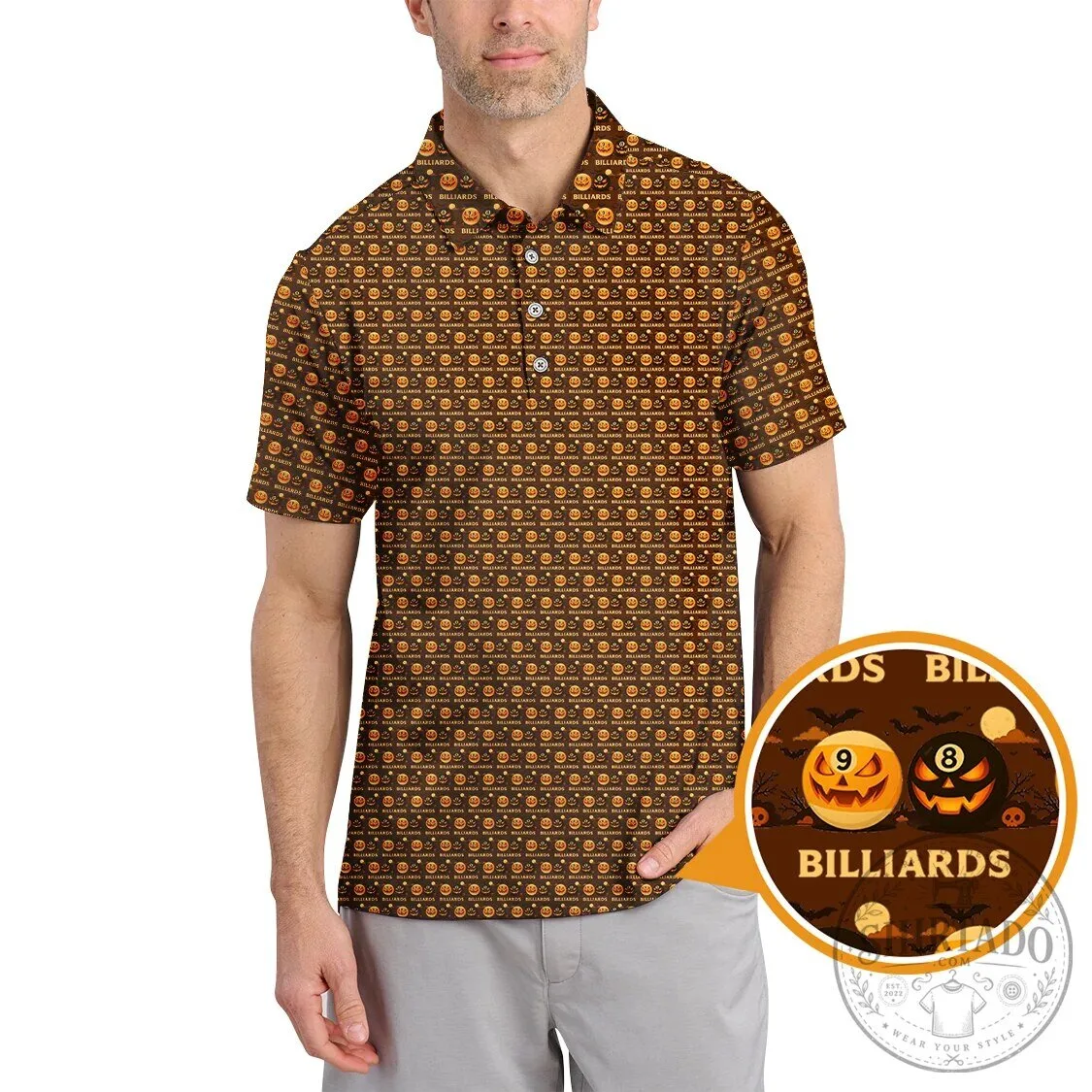 Funny Halloween Shirt Billiards Pool Player Pumpkin Eight Ball Polo Shirt 12 Funny Halloween Shirt Billiards Pool Player Pumpkin Eight Ball Polo Shirt