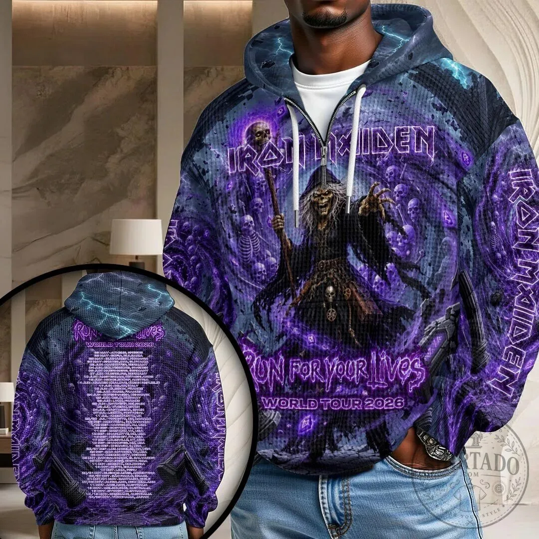 Iron Maiden Run For Your Lives World Tour 2026 Graphic Print Hoodie