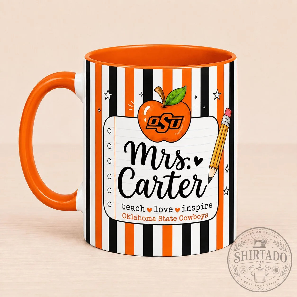 Oklahoma State Cowboys Personalized Teacher Appreciation Coffee Mug