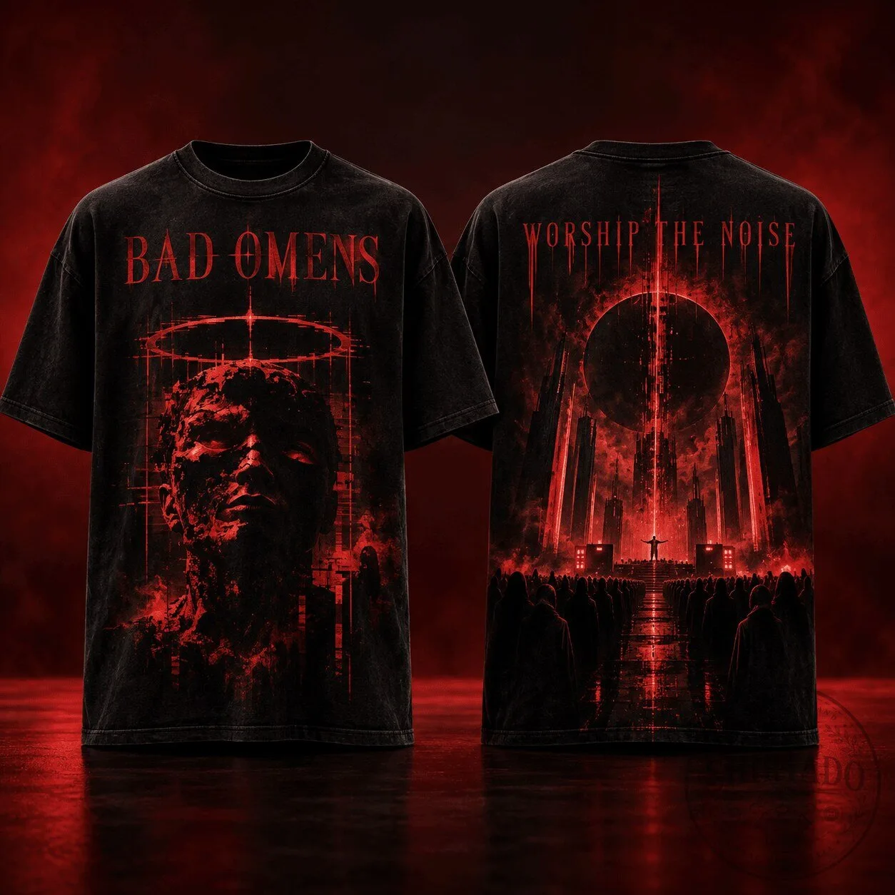 Bad Omens Worship The Noise Red Eclipse Gothic Rock Band T-Shirt