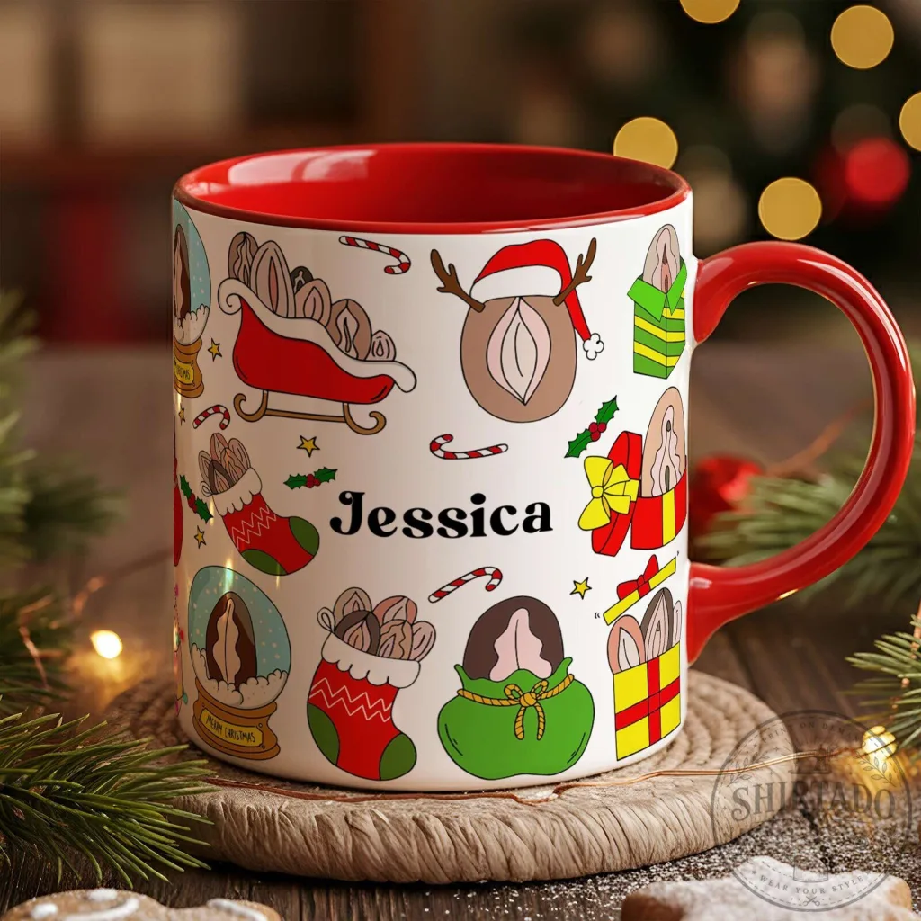 Personalized Christmas Vulva Pattern Funny Holiday Coffee Mug Personalized Christmas Vulva Pattern Funny Holiday Coffee Mug