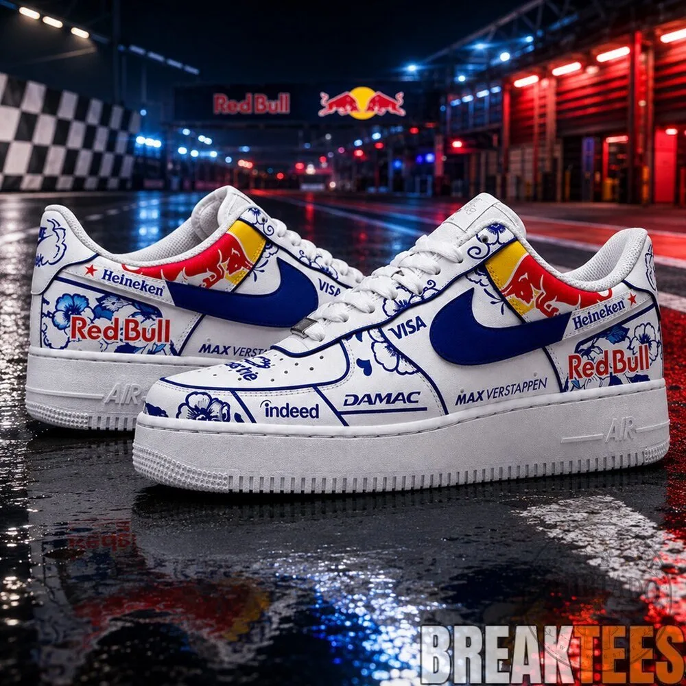 Max Verstappen Red Bull Racing Formula 1 Delft Blue Custom Sneakers 8 Max Verstappen Red Bull Racing Formula 1 Delft Blue Custom Sneakers