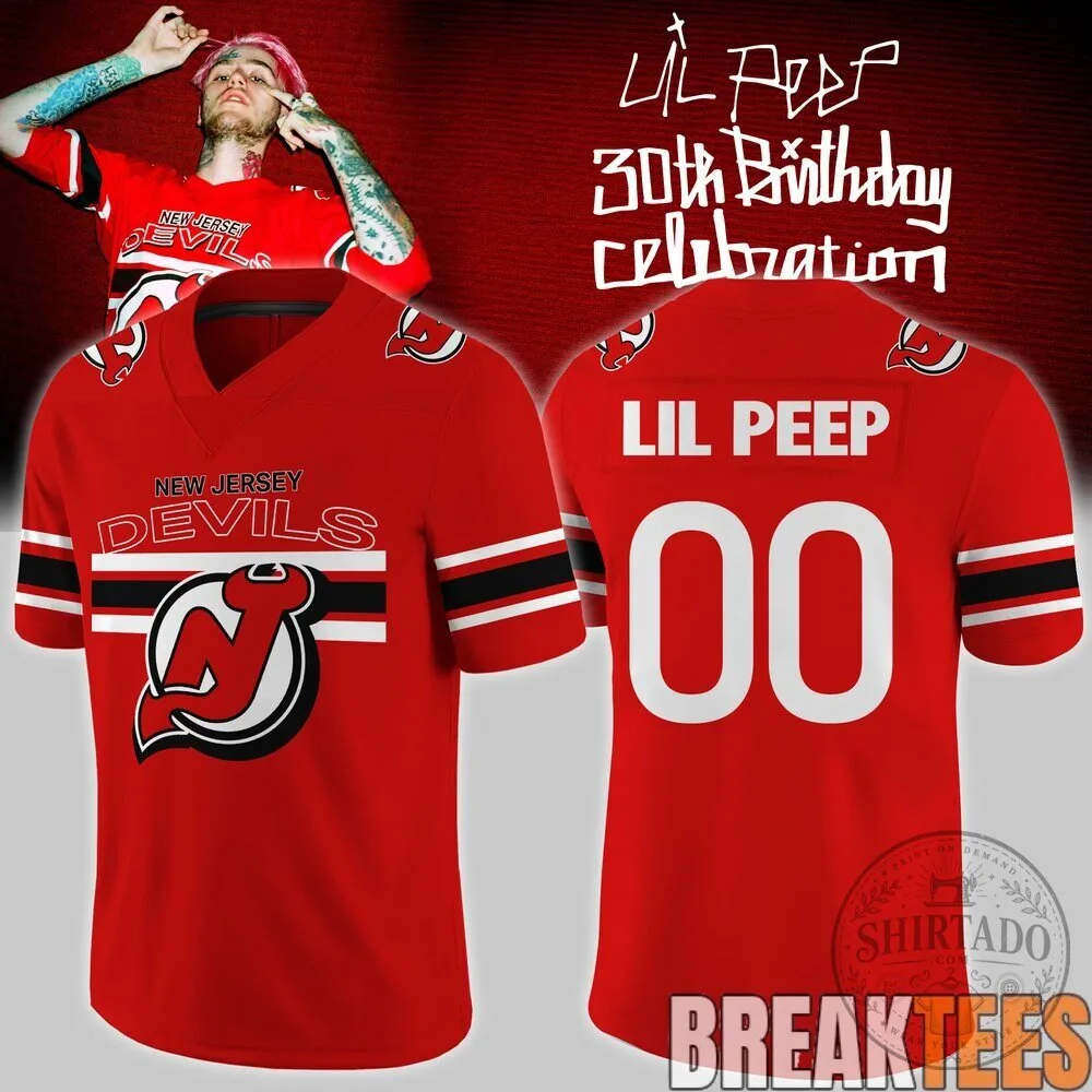 Lil Peep New Jersey Devils 30th Birthday Celebration Football Jersey