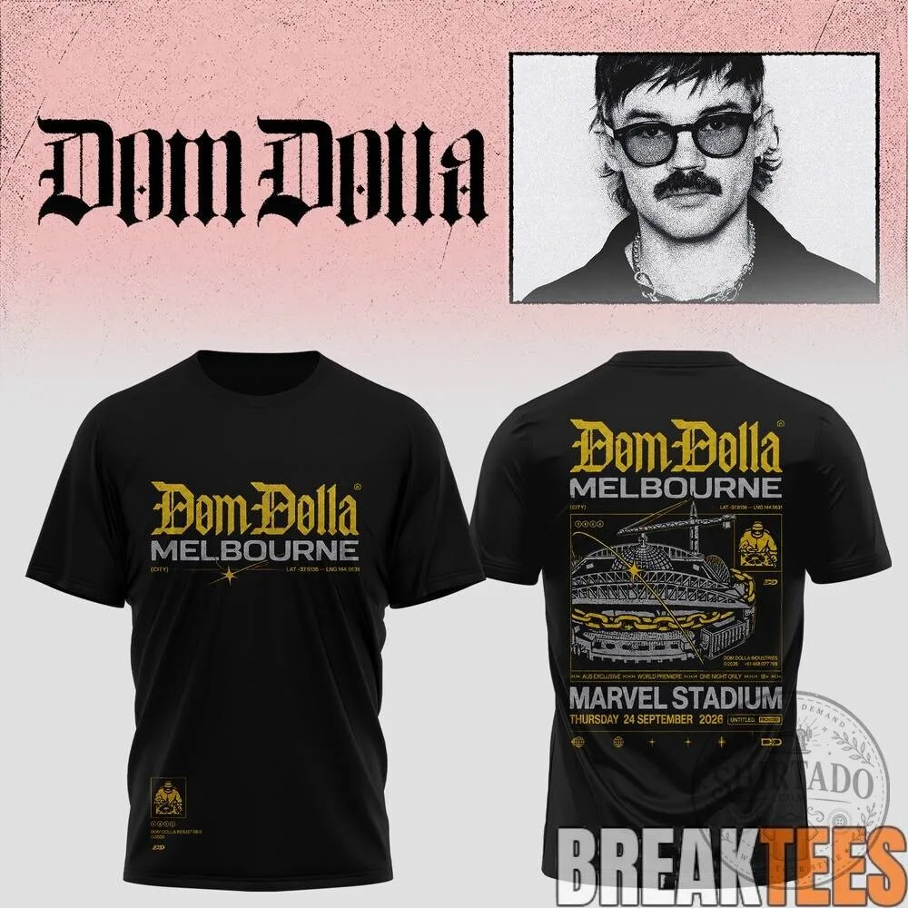 Dom Dolla Melbourne Marvel Stadium 2026 Concert Tour Black T-Shirt