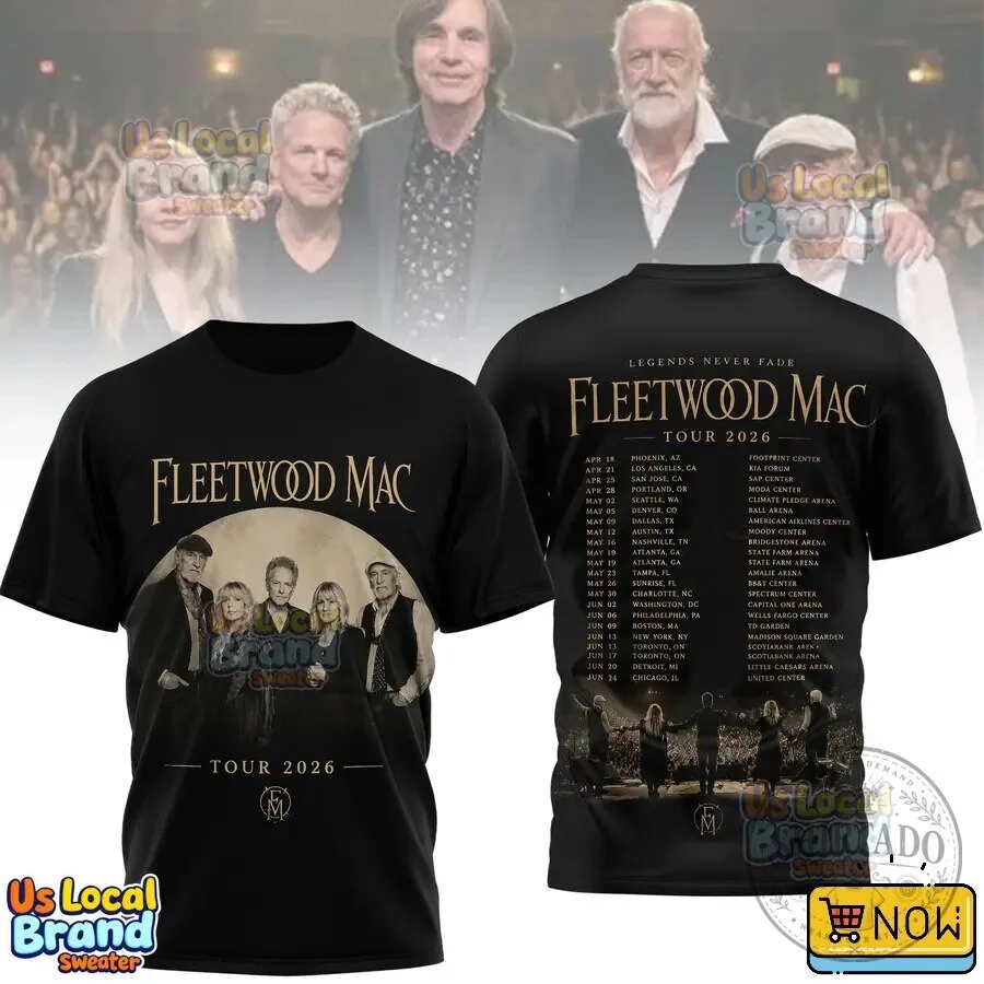 Fleetwood Mac Legends Never Fade Tour 2026 Black Band T-Shirt
