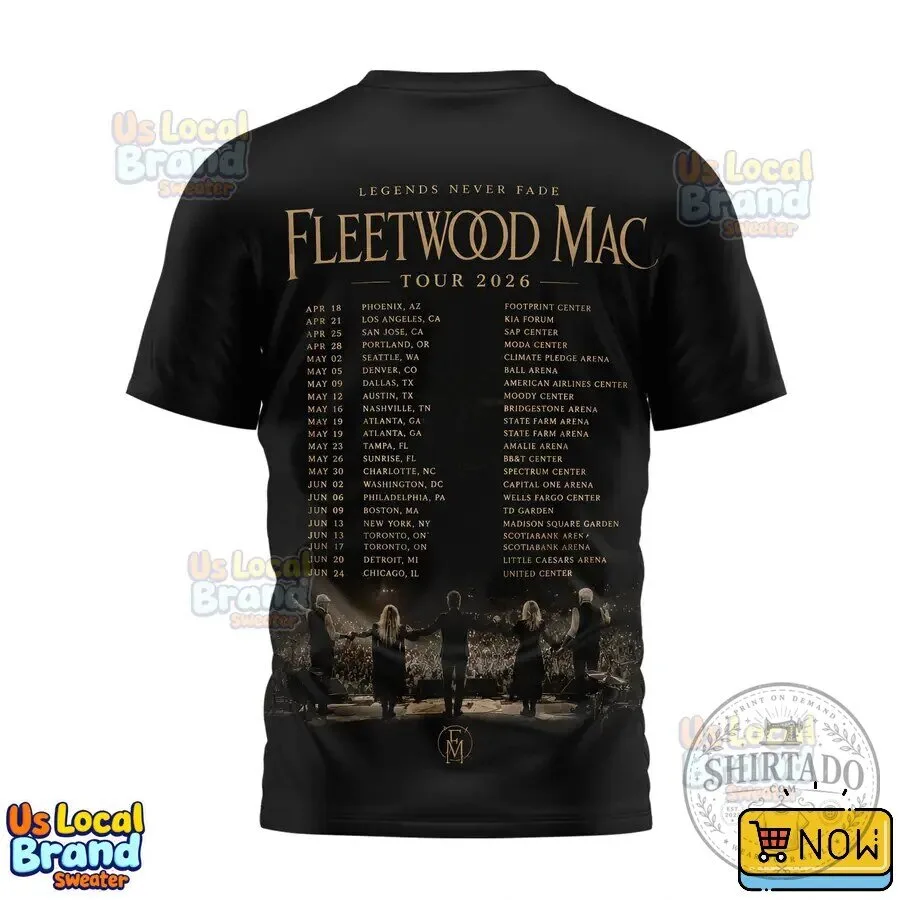 Fleetwood Mac Legends Never Fade Tour 2026 Black Band T-Shirt 9 Fleetwood Mac Legends Never Fade Tour 2026 Black Band T-Shirt