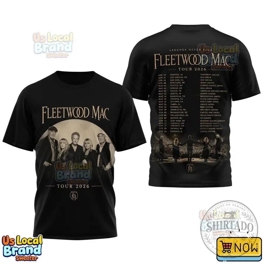Fleetwood Mac Legends Never Fade Tour 2026 Black Band T-Shirt 11 Fleetwood Mac Legends Never Fade Tour 2026 Black Band T-Shirt