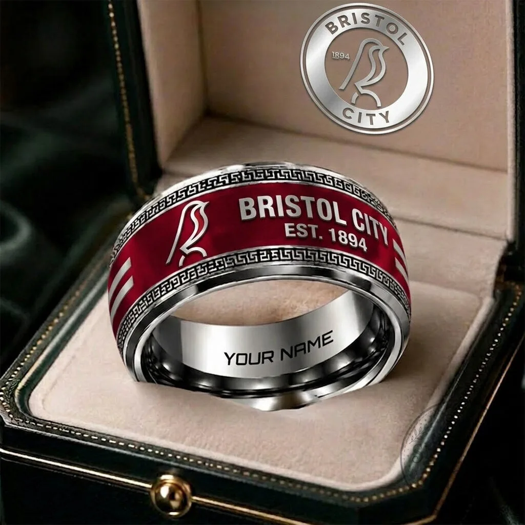 Bristol City Football Club Personalized Silver Ring for Men and Women