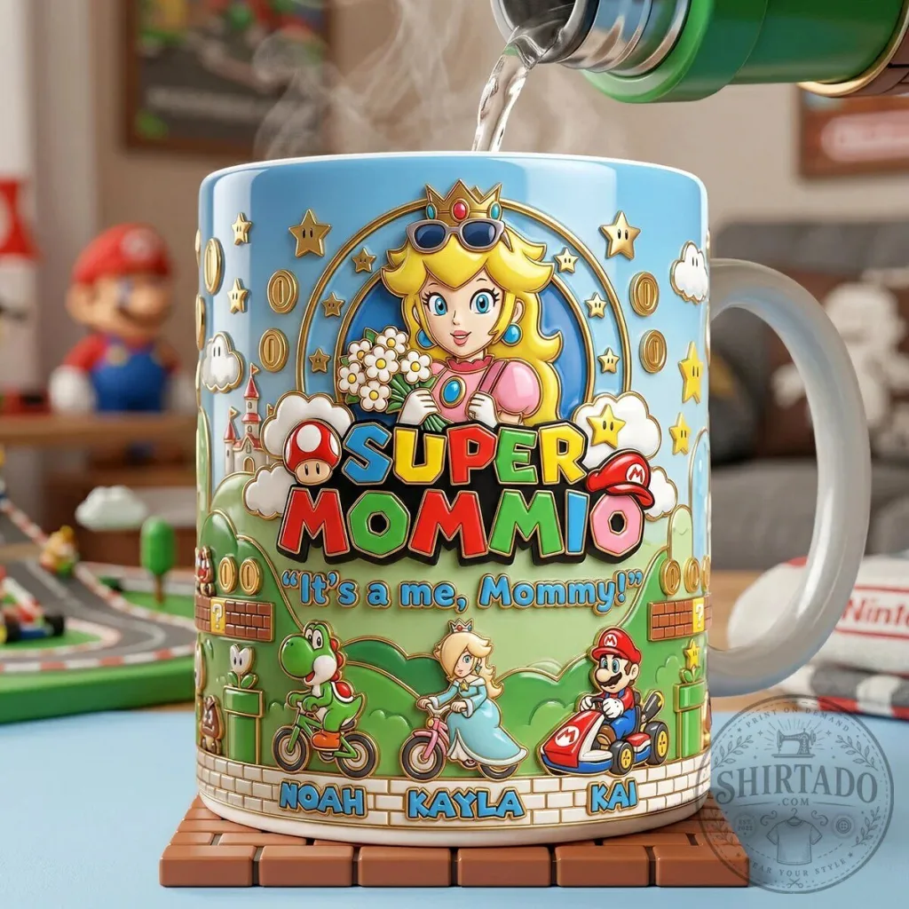 Super Mommio Princess Peach Mario Brothers Coffee Mug Super Mommio Princess Peach Mario Brothers Coffee Mug