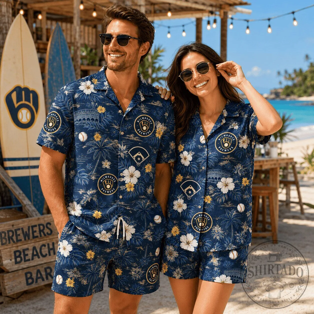 Milwaukee Brewers Baseball Tropical Floral Hawaiian Shirt