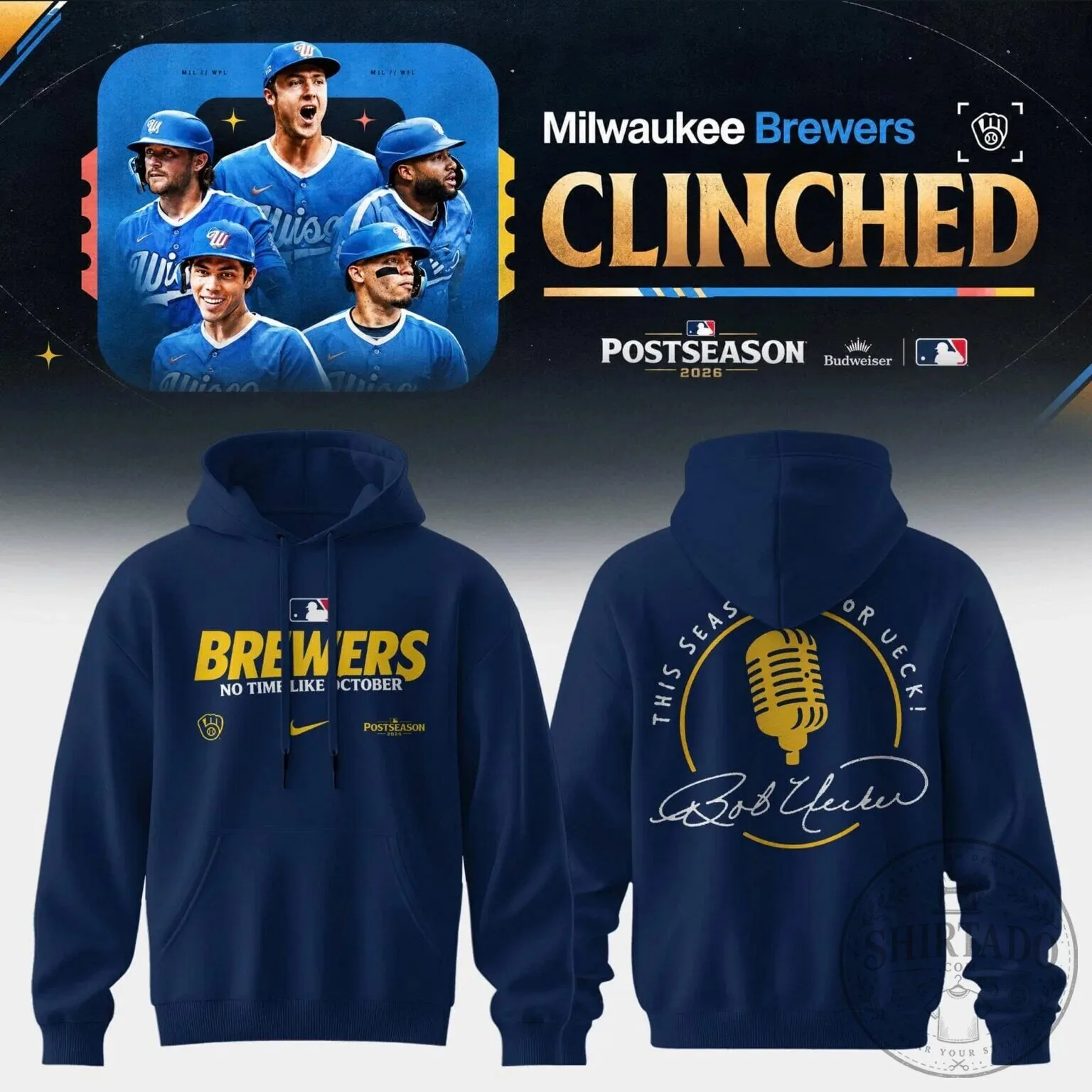 Bob Uecker Quote Hoodie Celebrating 2026 Postseason Clinch for Milwaukee Brewers