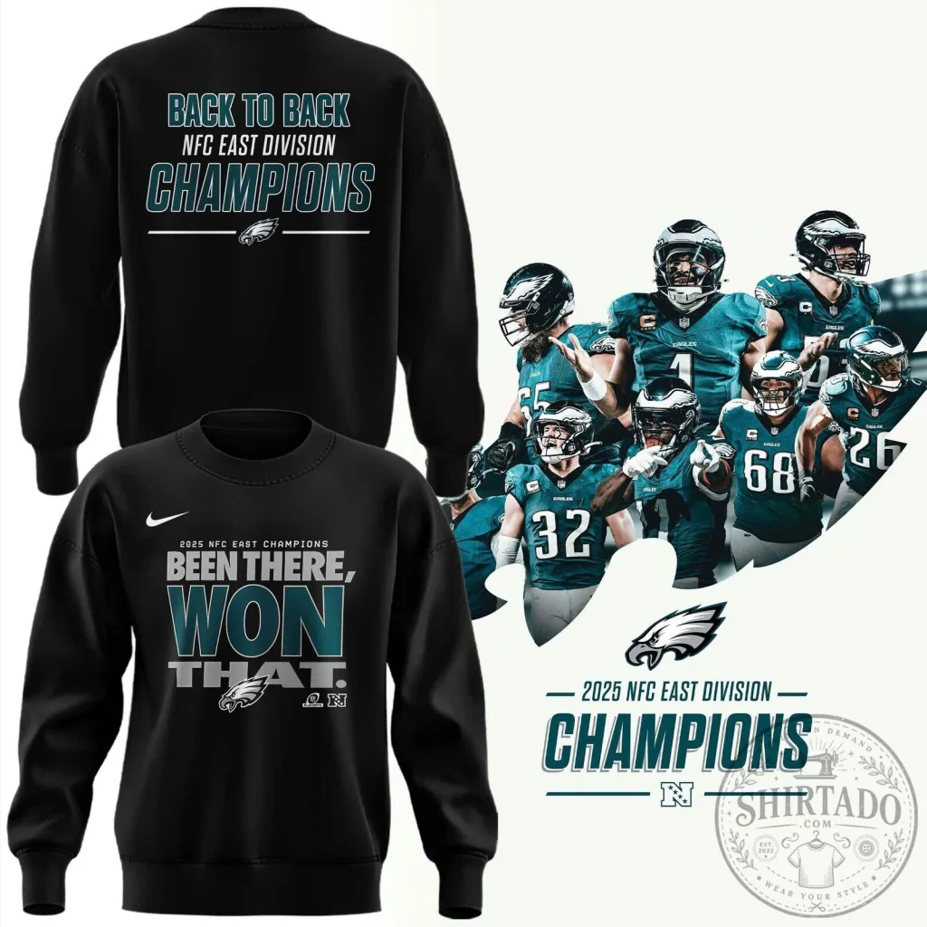 Philadelphia Eagles NFC East Division Champions Back To Back Sweatshirt 21 Philadelphia Eagles NFC East Division Champions Back To Back Sweatshirt