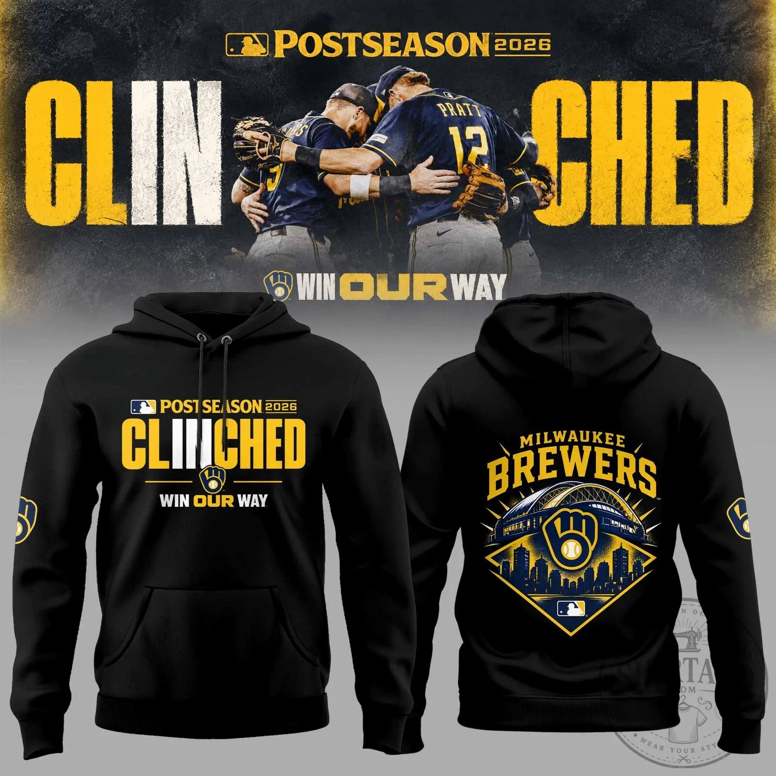 Hoodie Celebrating Milwaukee Brewers' 2026 Postseason Clinched Victory