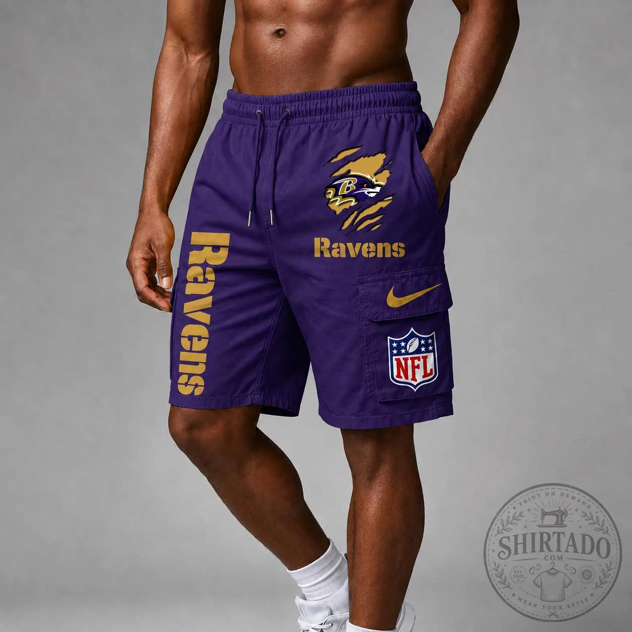 Baltimore Ravens National Football League Purple Cargo Shorts 5 Baltimore Ravens National Football League Purple Cargo Shorts