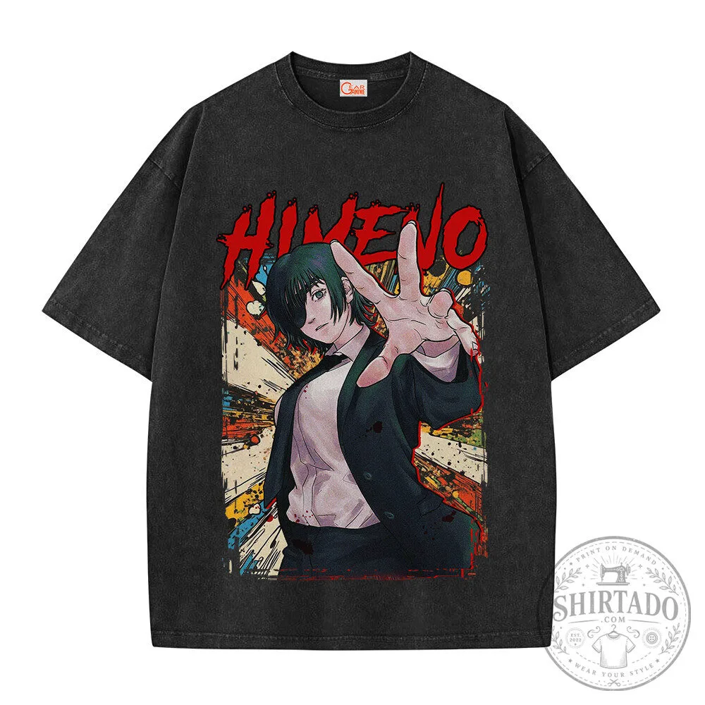 Chainsaw Man Himeno Vintage Washed Anime Graphic T-Shirt