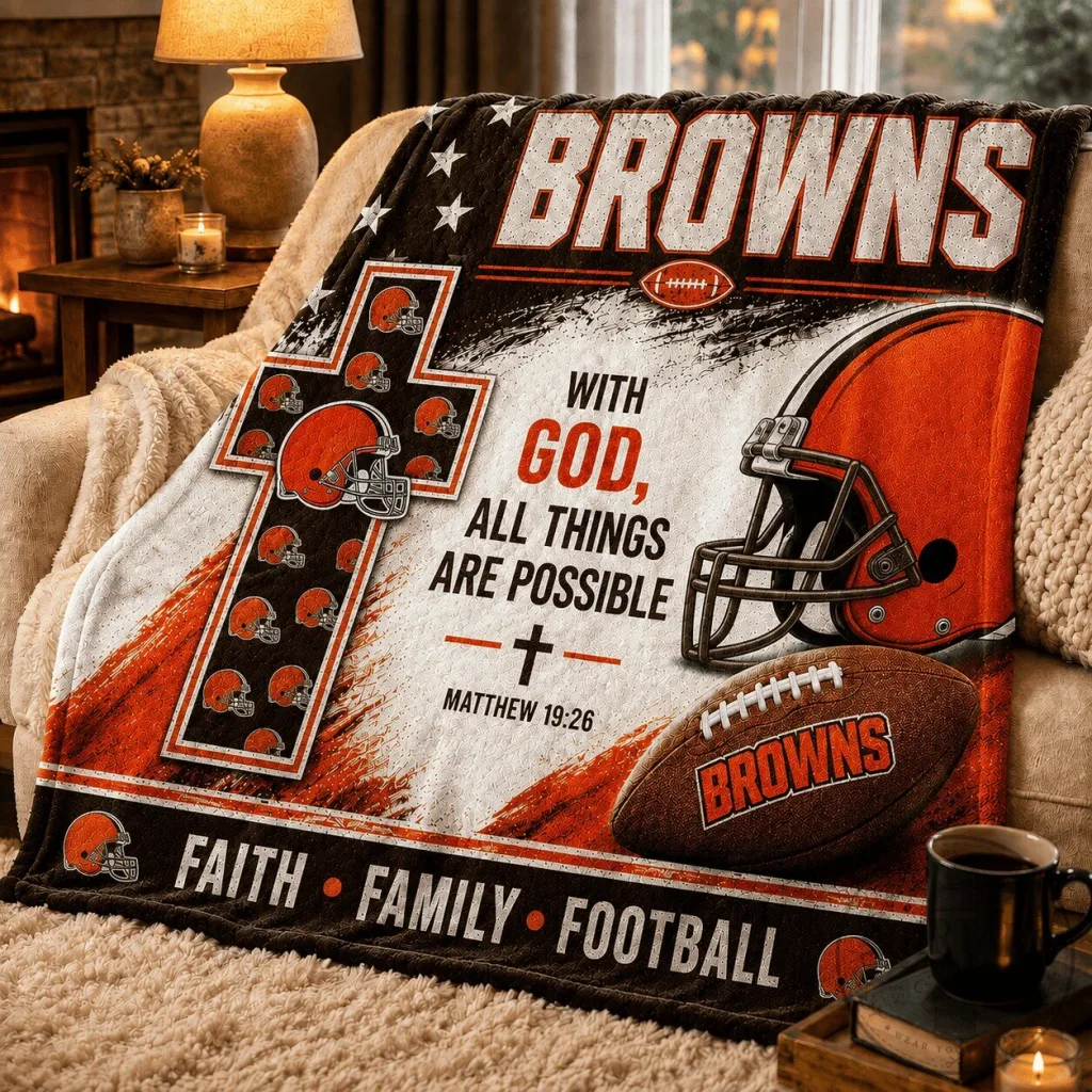 With God, All Things Are Possible Blanket - Cleveland Browns Football Team Design With God, All Things Are Possible Blanket - Cleveland Browns Football Team Design