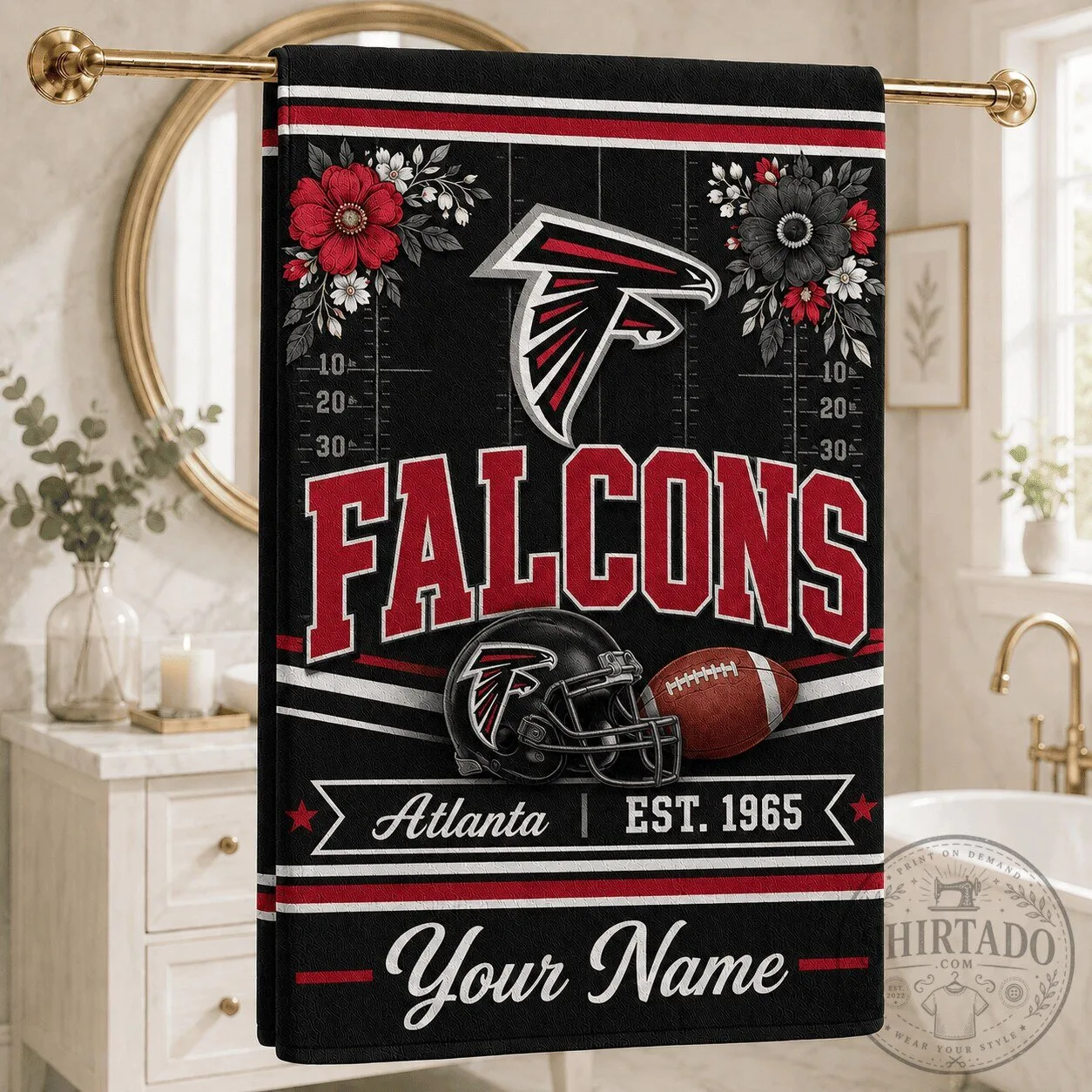 Atlanta Falcons Personalized Football Game Day Bath Towel