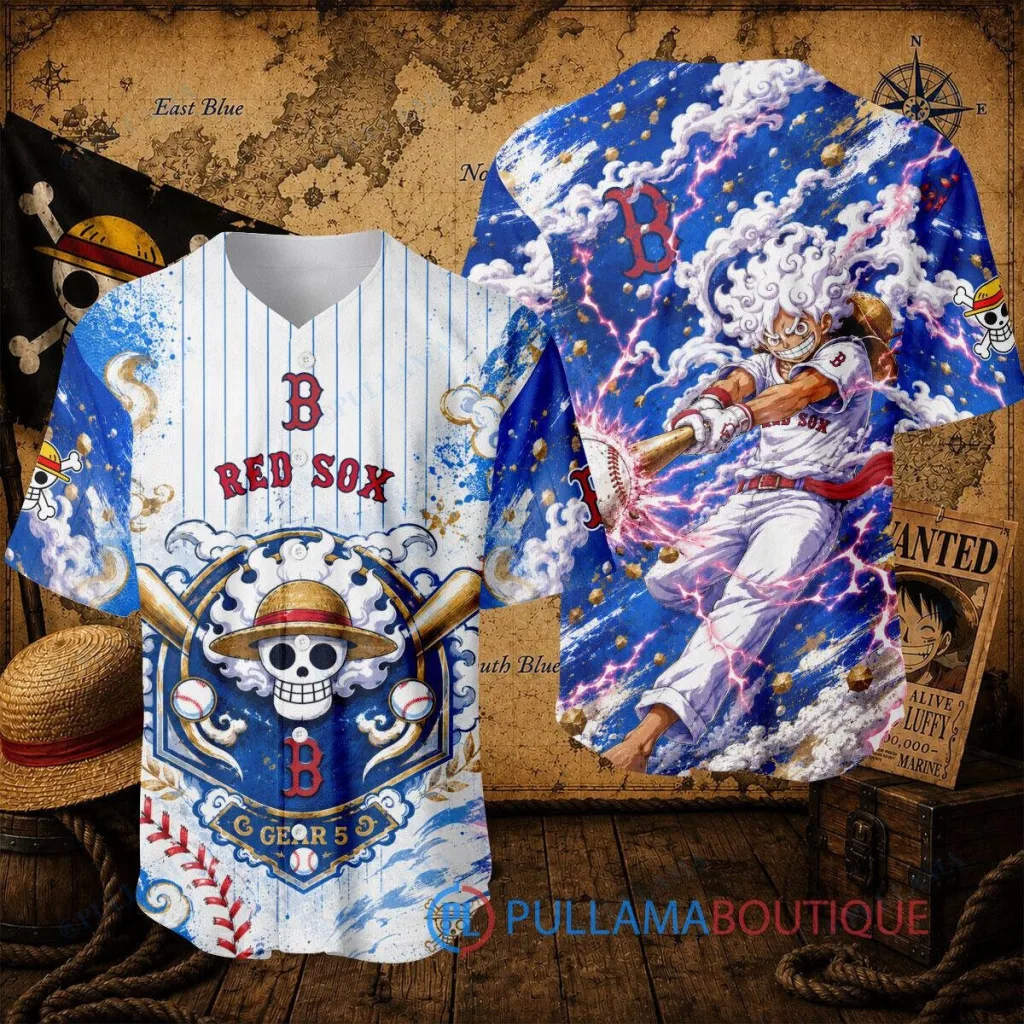 Boston Red Sox Baseball One Piece Luffy Gear 5 Anime Baseball Jersey Boston Red Sox Baseball One Piece Luffy Gear 5 Anime Baseball Jersey