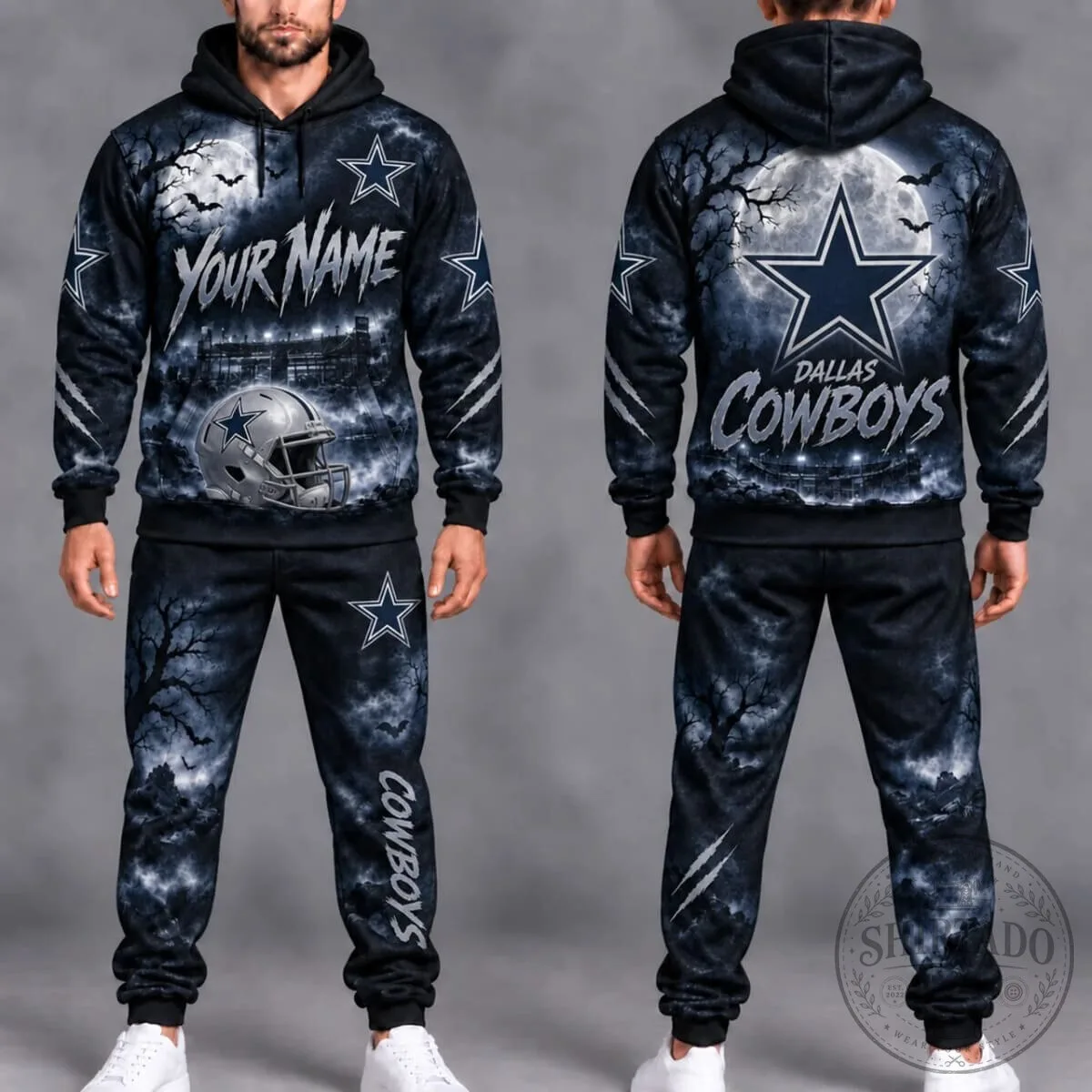Dallas Cowboys Football Personalized Moonlit Skyline Hoodie and Jogger Set