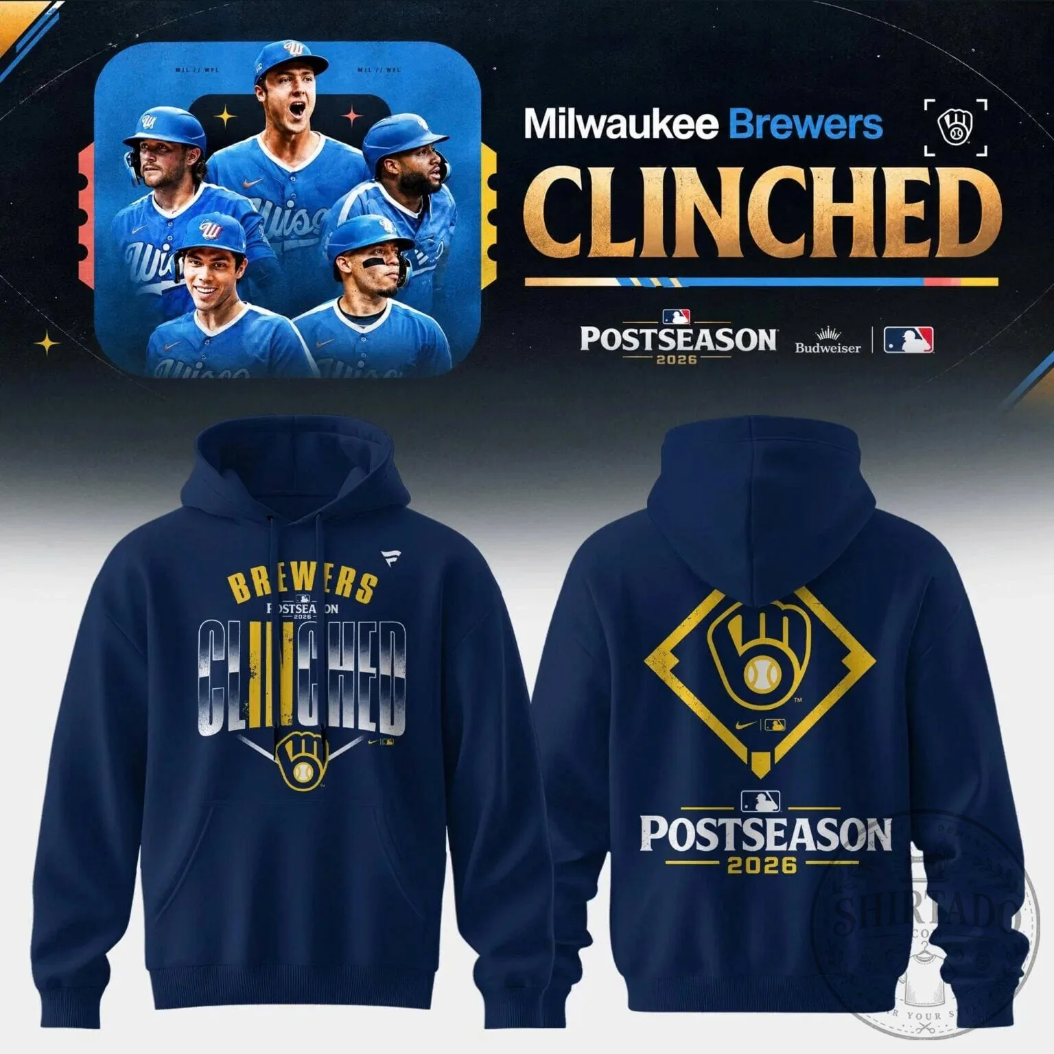 2026 Milwaukee Brewers Postseason Clinched Hoodie for Baseball Fans