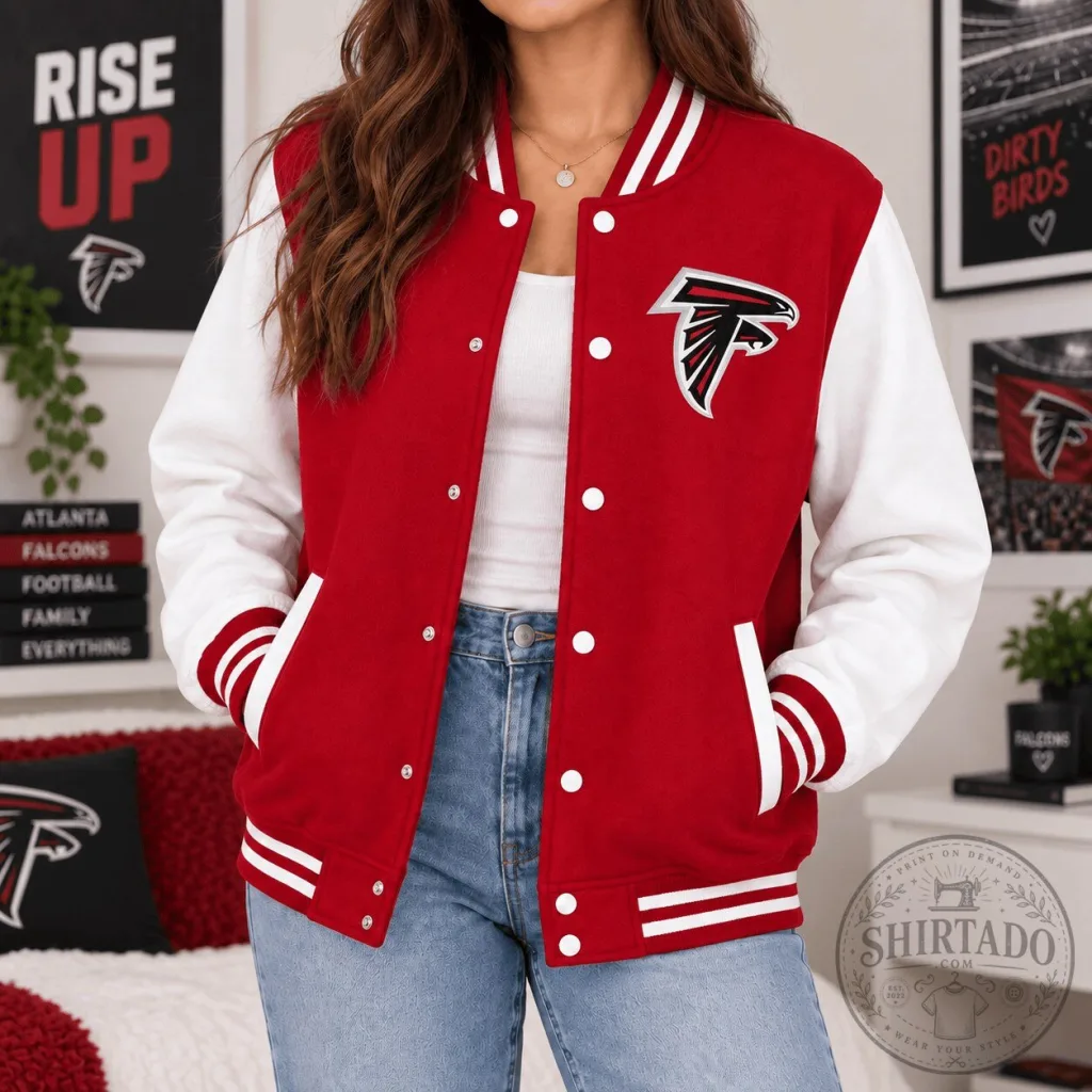 Atlanta Falcons NFL Classic Varsity Emblem Bomber Jacket Atlanta Falcons NFL Classic Varsity Emblem Bomber Jacket