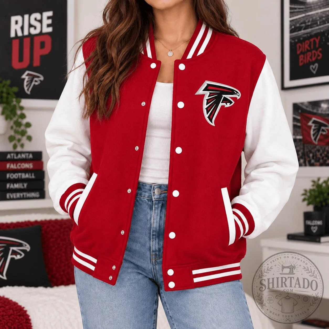 Atlanta Falcons NFL Classic Varsity Emblem Bomber Jacket