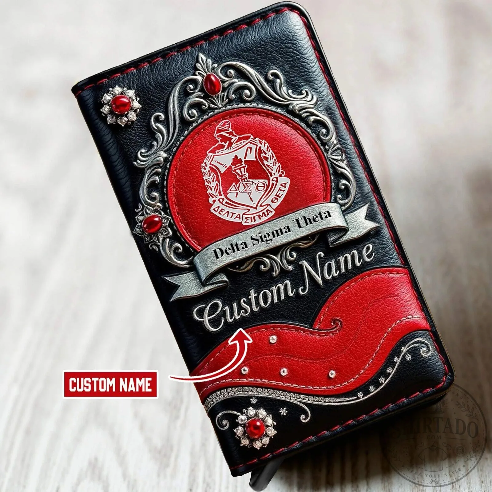 Delta Sigma Theta Sorority Custom Name RFID Blocking Wallet Card Holder