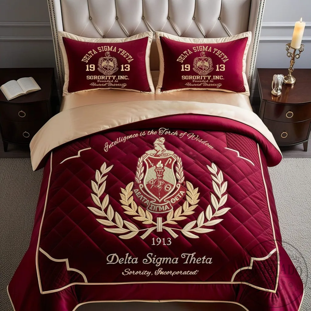 Delta Sigma Theta Sorority Incorporated Quilted Bedding Set Delta Sigma Theta Sorority Incorporated Quilted Bedding Set
