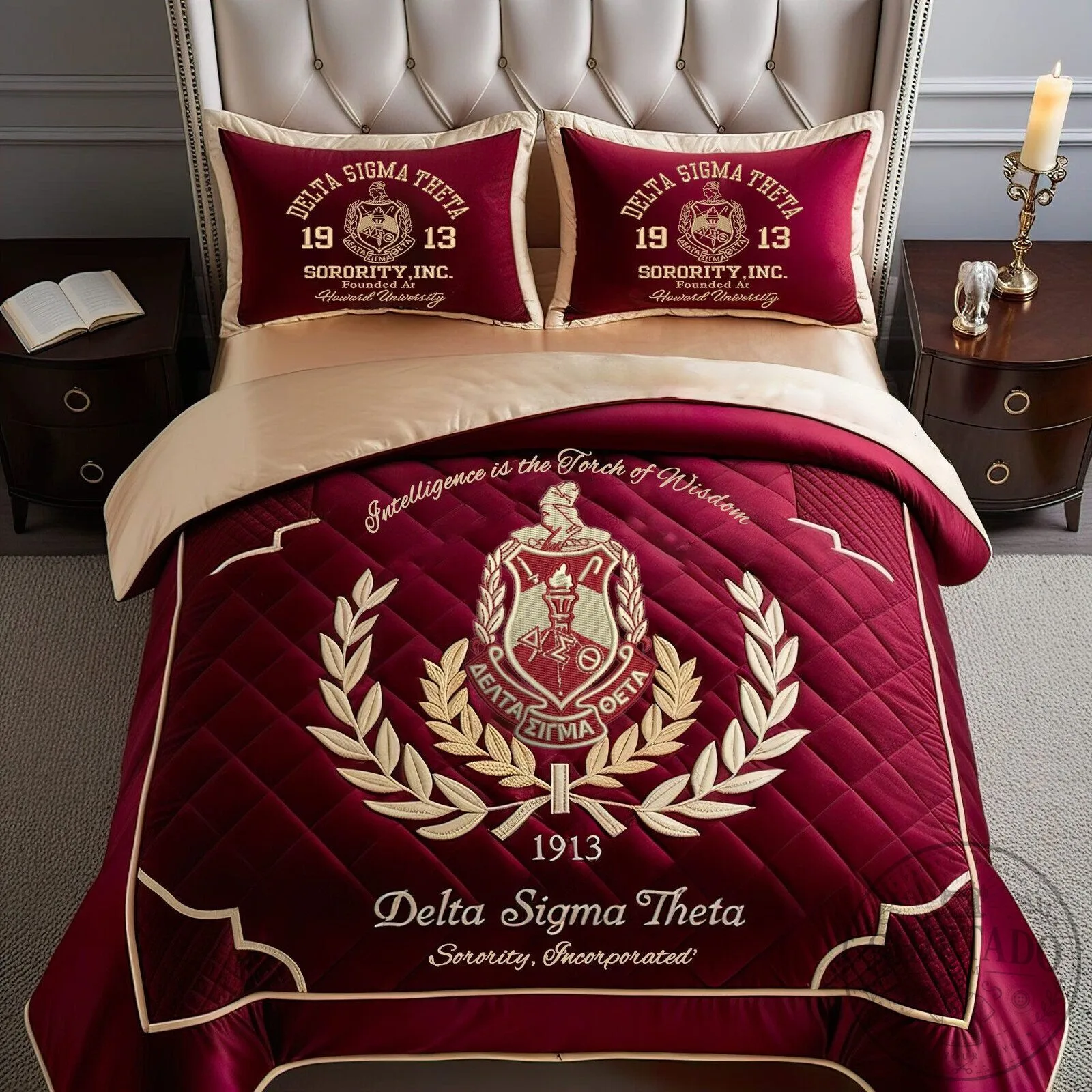 Delta Sigma Theta Sorority Incorporated Quilted Bedding Set