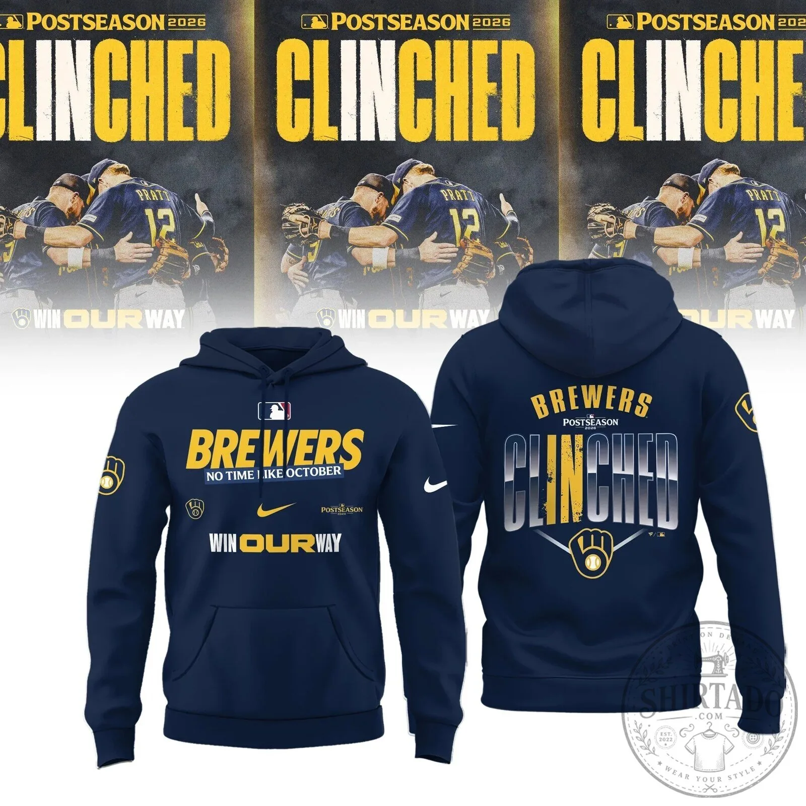 Milwaukee Brewers Postseason 2026 Clinched Baseball Team Fan Hoodie