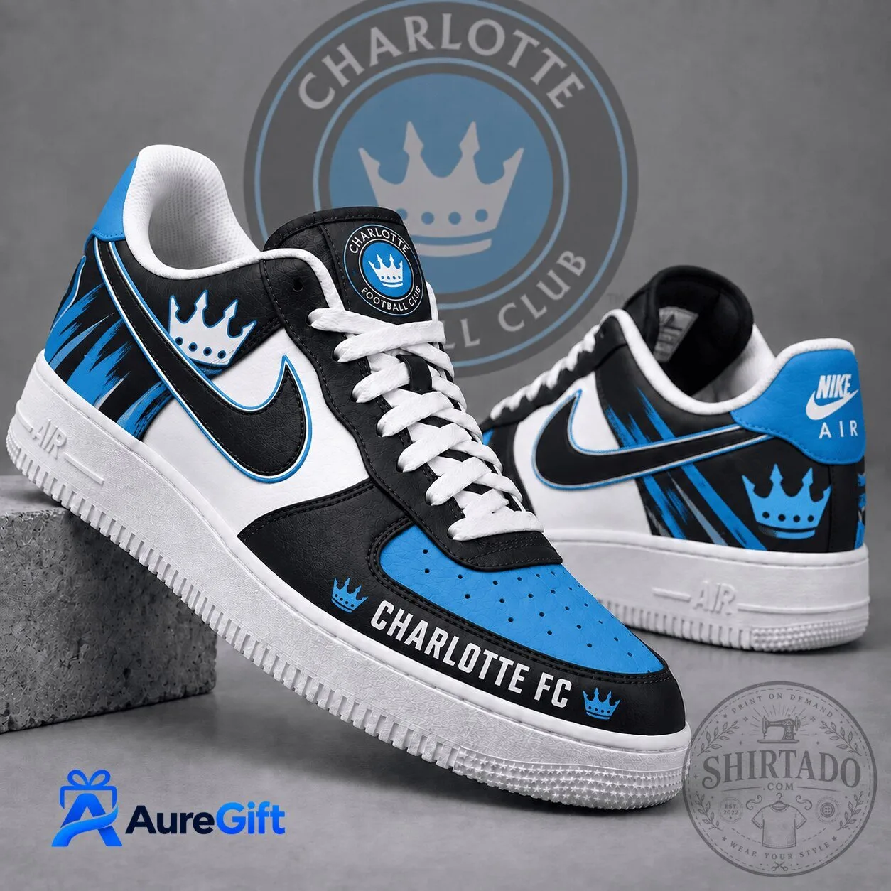 Charlotte FC Crown Logo Personalized Air Force 1 Sneakers