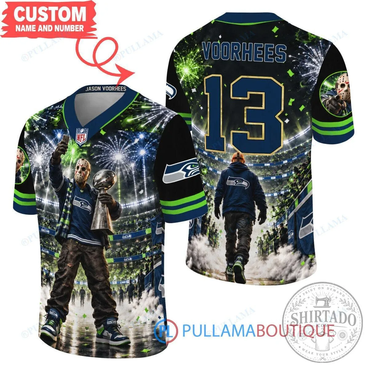 Seattle Seahawks Jason Voorhees Friday the 13th Custom Football Jersey