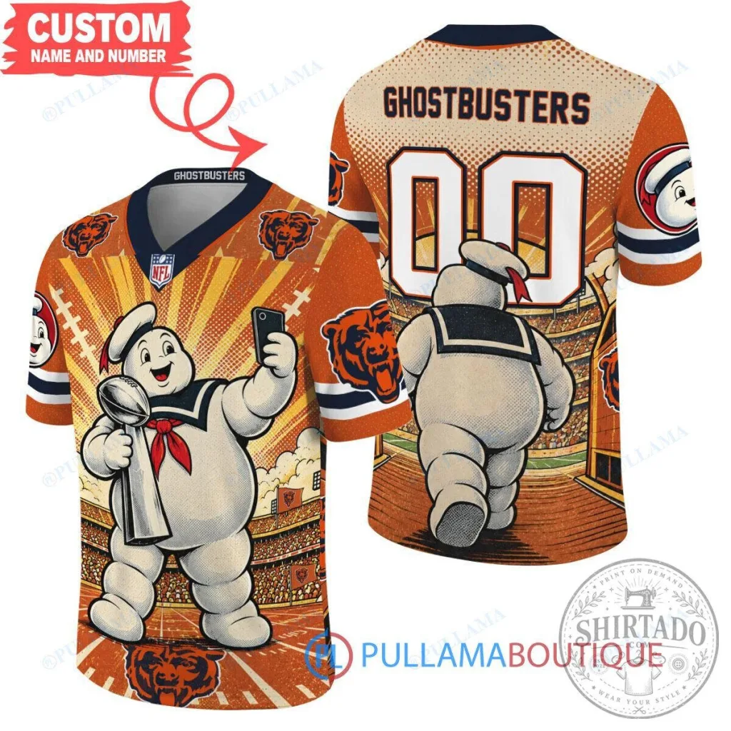 Ghostbusters Stay Puft Marshmallow Man Chicago Bears Football Jersey Ghostbusters Stay Puft Marshmallow Man Chicago Bears Football Jersey