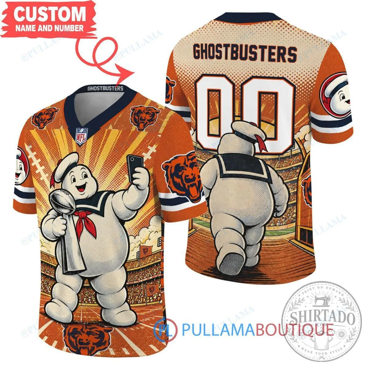 Ghostbusters Stay Puft Marshmallow Man Chicago Bears Football Jersey 2 Ghostbusters Stay Puft Marshmallow Man Chicago Bears Football Jersey
