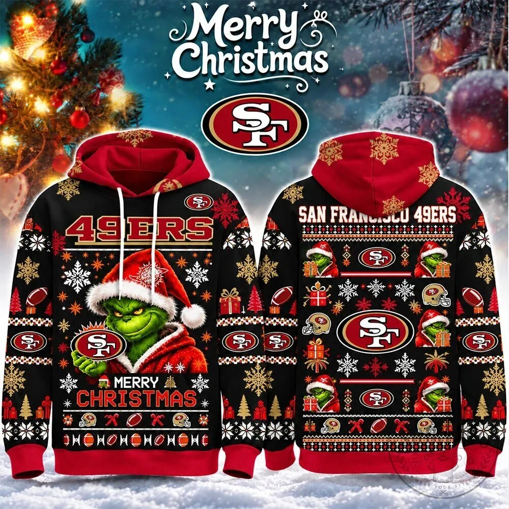 San Francisco 49ers Grinch Merry Christmas Ugly Sweater Hoodie