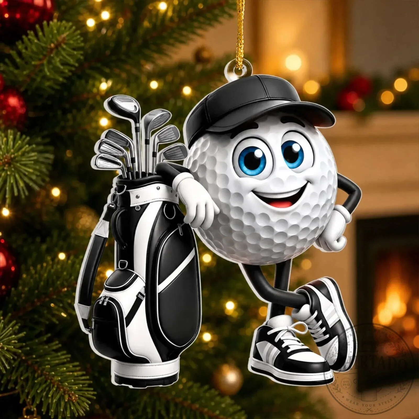 Personalized Golf Ball Character with Golf Bag Christmas Tree Ornament 19 Personalized Golf Ball Character with Golf Bag Christmas Tree Ornament