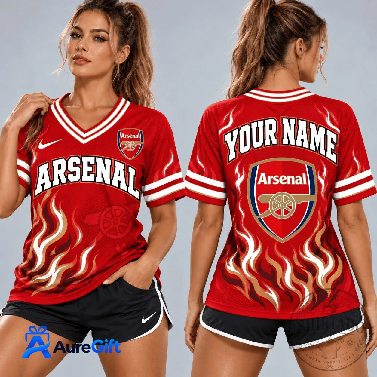 Arsenal Football Club Personalized Red Flames Fan Jersey