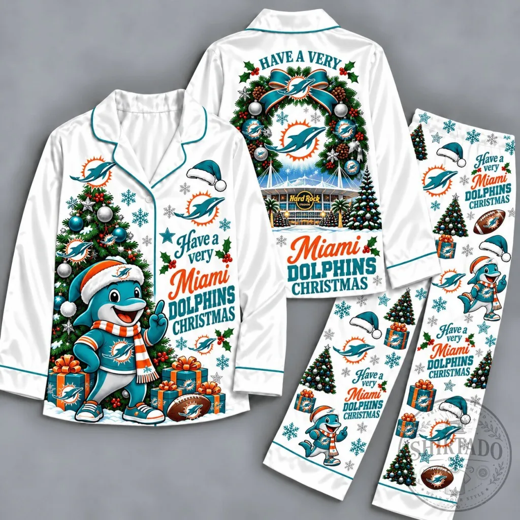 Miami Dolphins Christmas Holiday Pajamas Set Miami Dolphins Christmas Holiday Pajamas Set