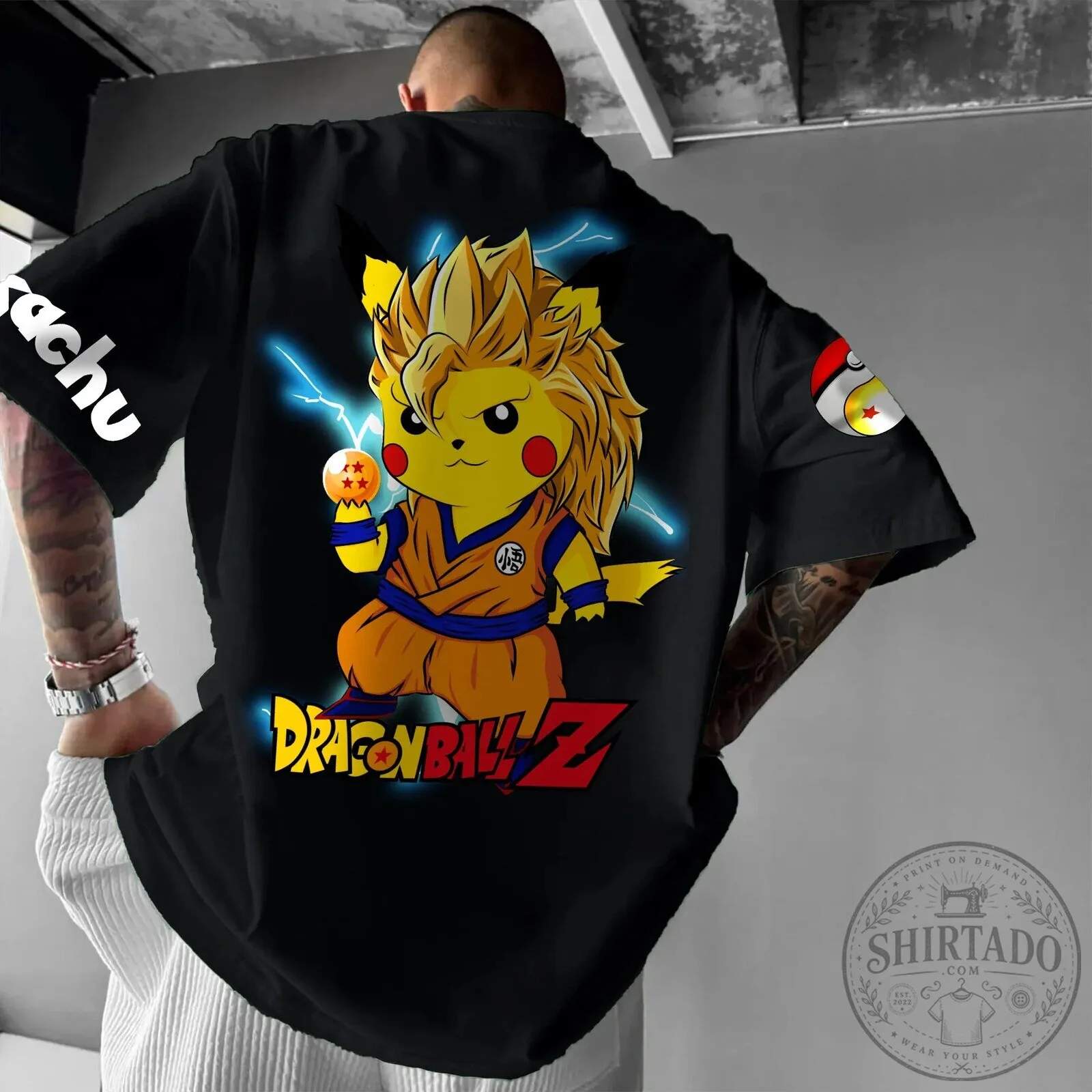 Dragon Ball Z Goku Pikachu Fusion Black Graphic T-Shirt 5 Dragon Ball Z Goku Pikachu Fusion Black Graphic T-Shirt