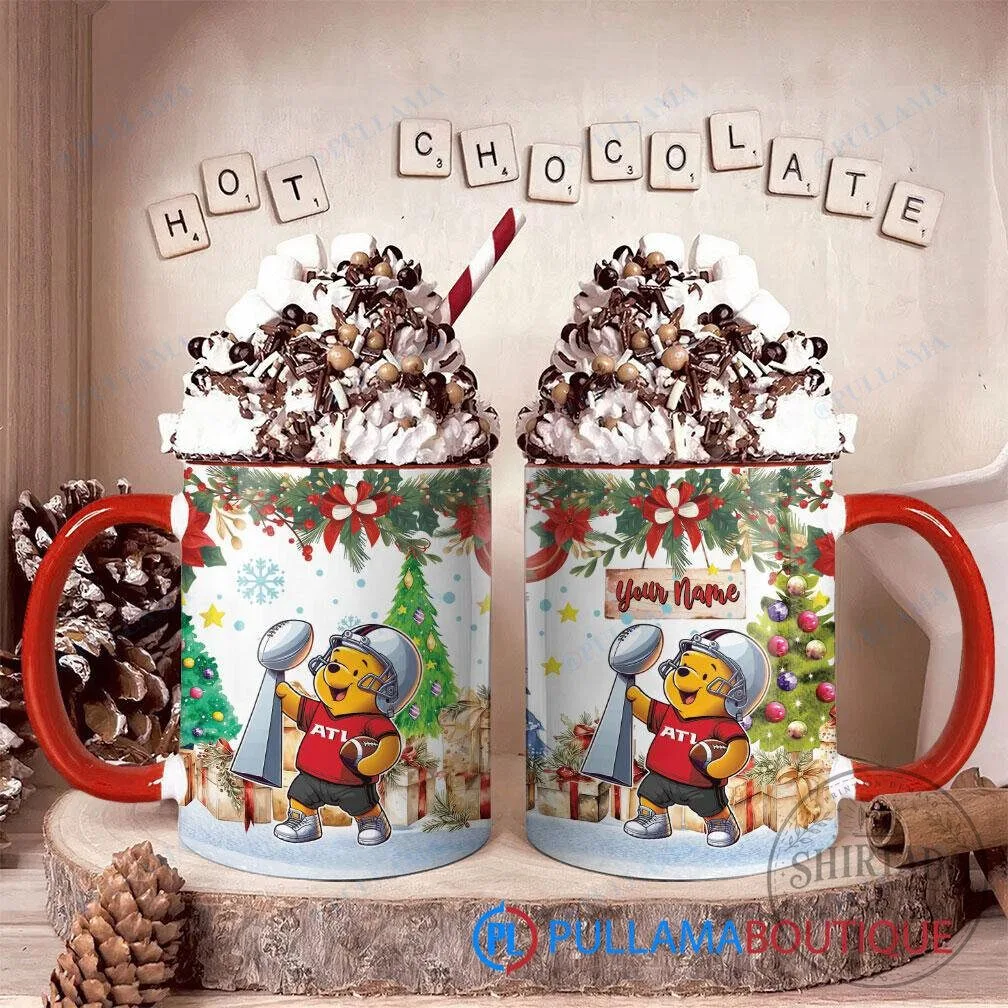 Atlanta Falcons Winnie The Pooh Christmas Super Bowl Trophy Red Accent Mug