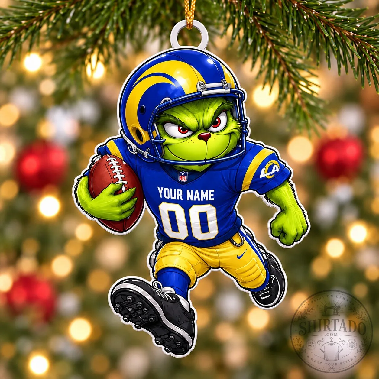 Los Angeles Rams Grinch Football Player Christmas Ornament