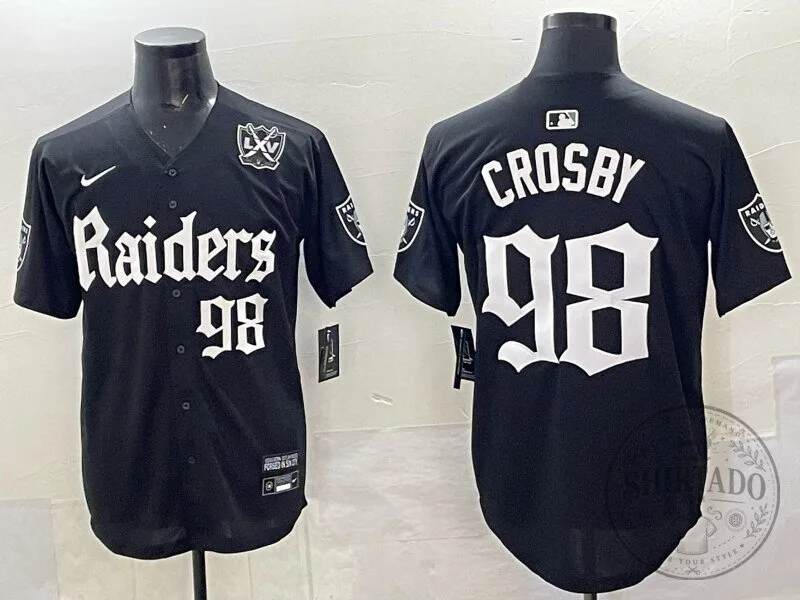 Maxx Crosby Las Vegas Raiders Black Gothic Sin City Shadows Edition Baseball Jersey