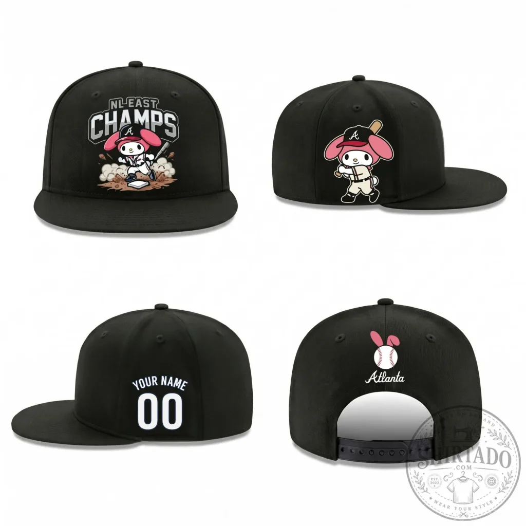 Atlanta Braves National League East Champs My Melody Baseball Cap Hat Atlanta Braves National League East Champs My Melody Baseball Cap Hat
