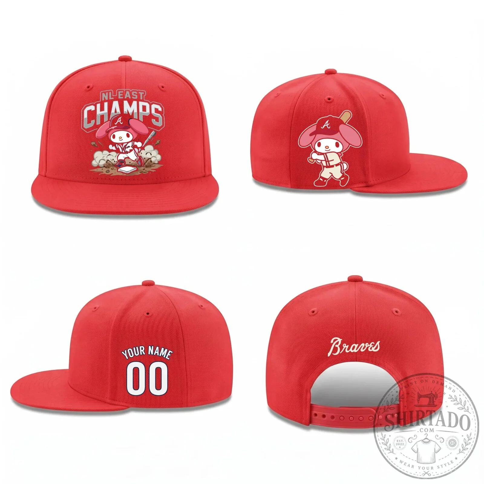 Atlanta Braves National League East Champs My Melody Baseball Cap Hat 11 Atlanta Braves National League East Champs My Melody Baseball Cap Hat