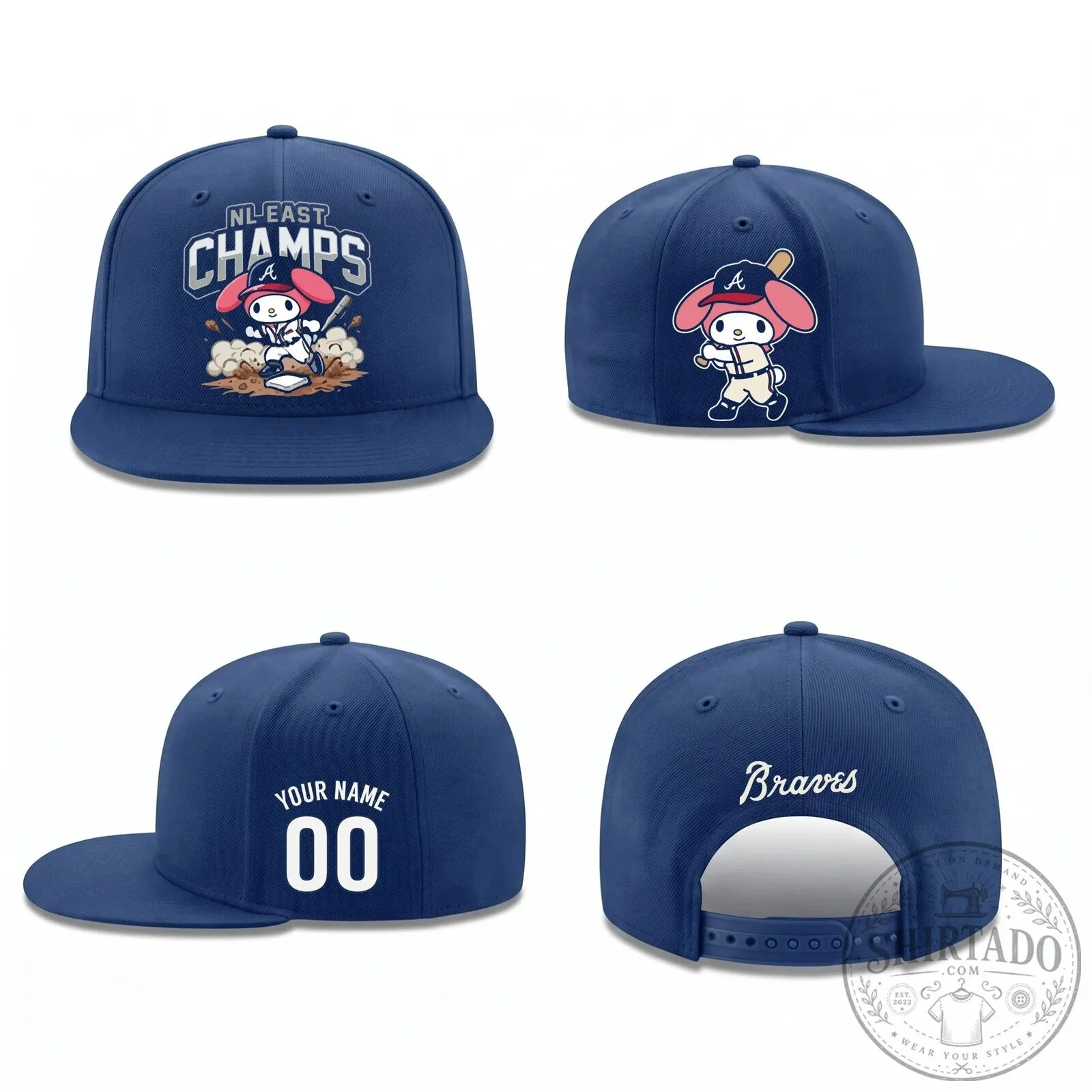 Atlanta Braves National League East Champs My Melody Baseball Cap Hat 12 Atlanta Braves National League East Champs My Melody Baseball Cap Hat