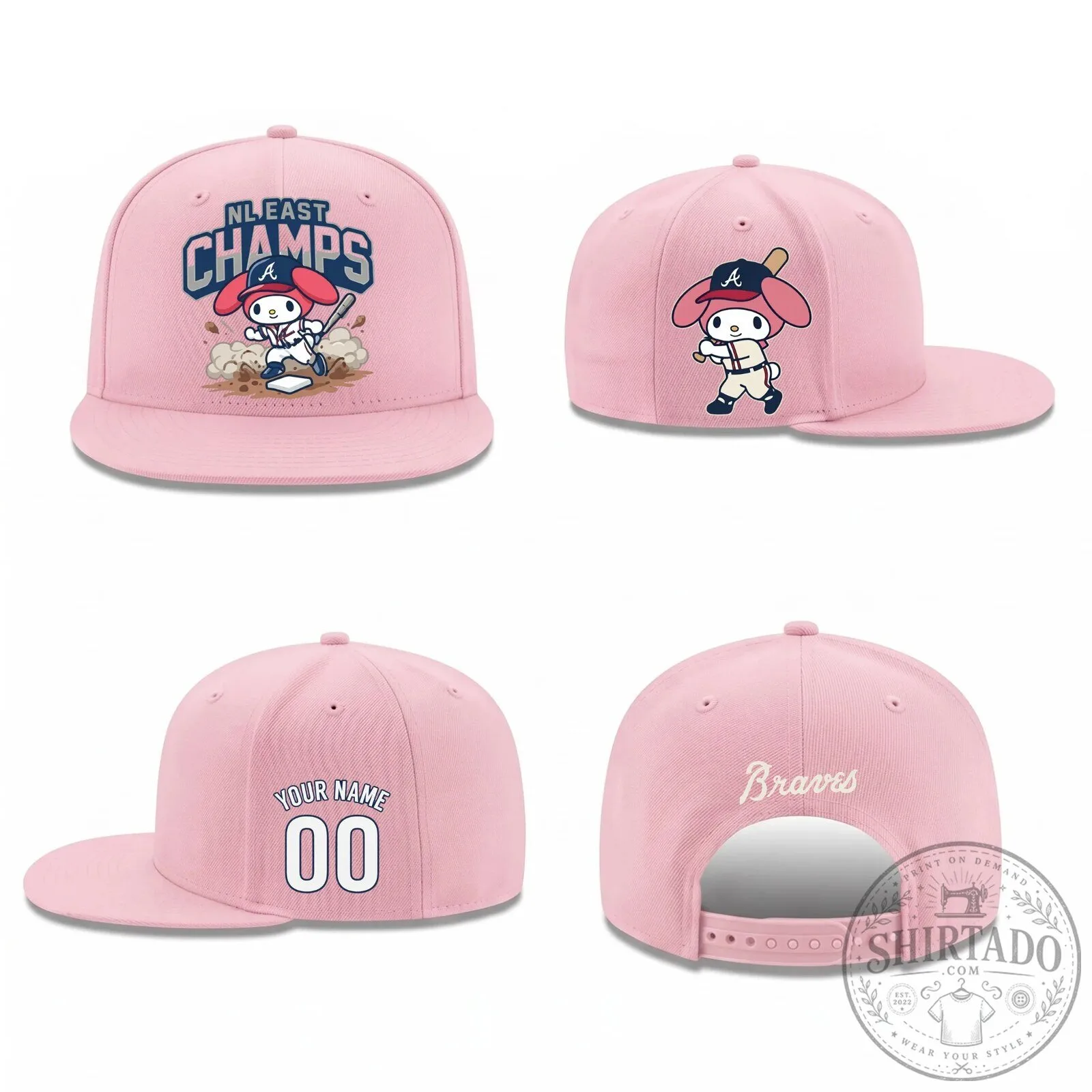 Atlanta Braves National League East Champs My Melody Baseball Cap Hat 13 Atlanta Braves National League East Champs My Melody Baseball Cap Hat